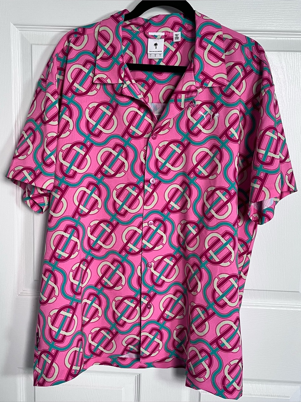 PUMA x Palm Tree Crew PTC Monogram Golf Camp Shirt Pink XL